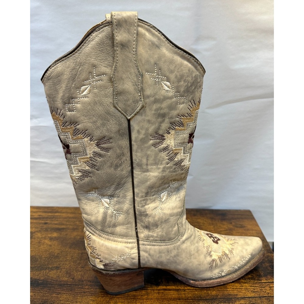 Circle G Embroidered Leather Cowboy Western Boots Distressed Women's Size 8 - Picture 12 of 16